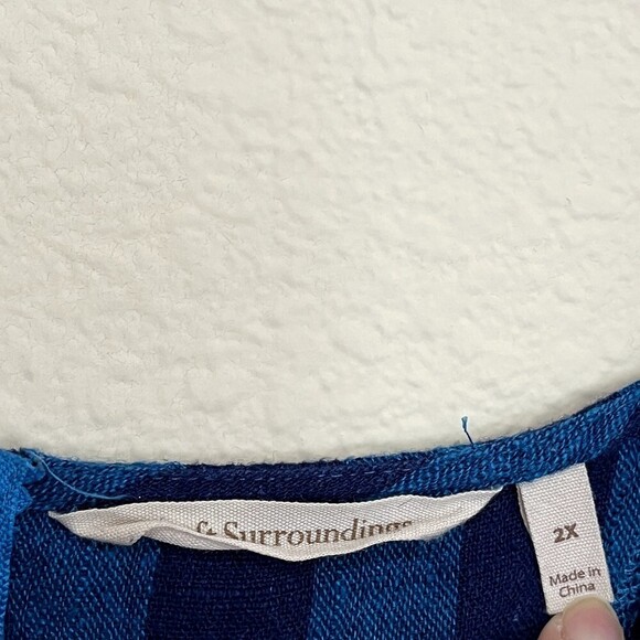 Soft Surroundings Striped Cold Shoulders Tunic‎ Top Womens Size 2X Pockets - Picture 5 of 7